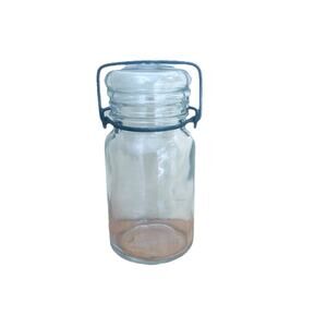 Vtg Wheaton #24 USA Canning Jar Clear Glass Lid Wire Bail Collectible